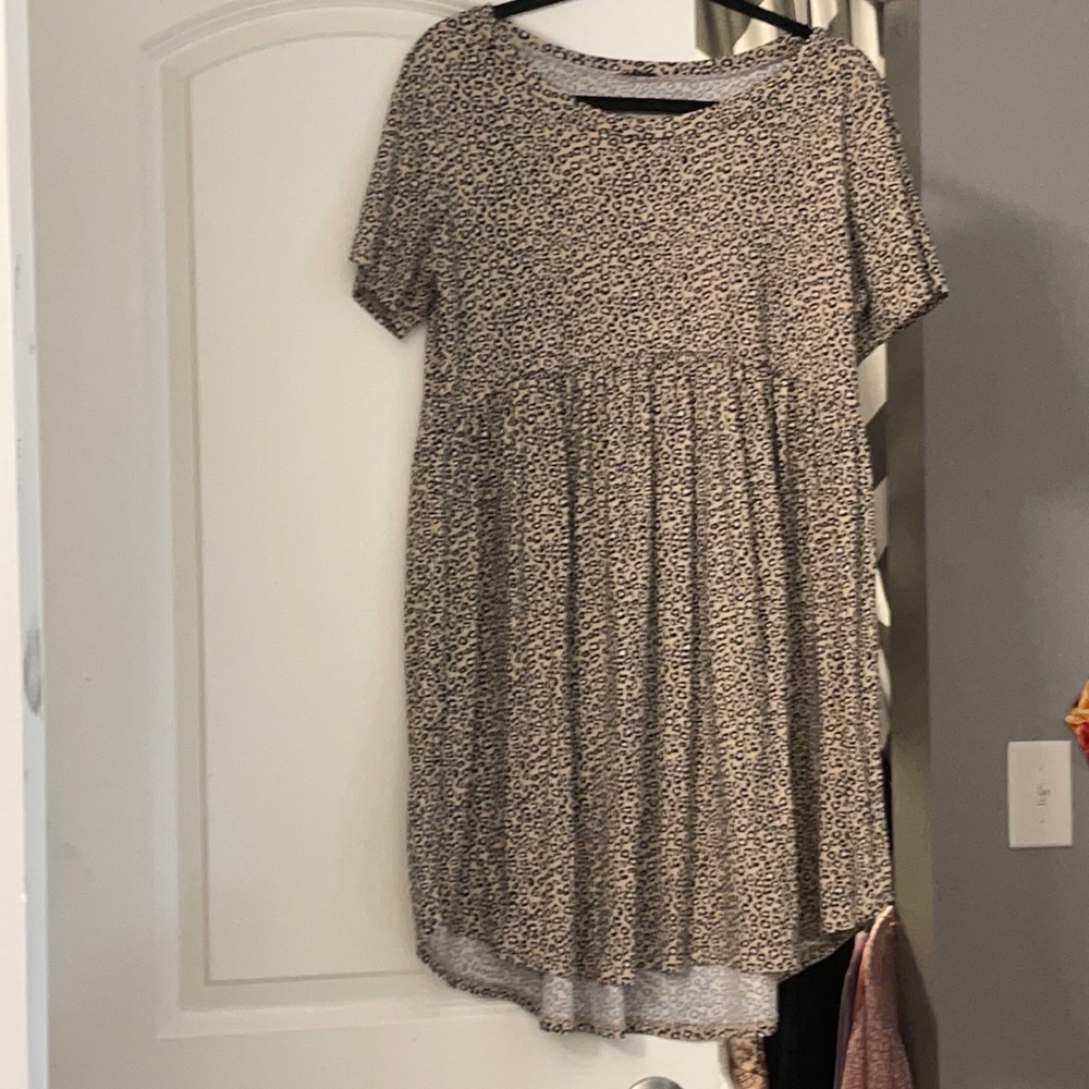 Leopard print baby doll dress